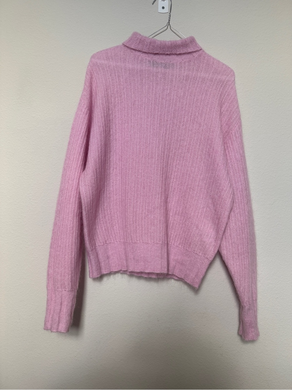 Retrofete Soft Wool and Mohair Ribbed Turtleneck Sweater in Light Pink - Picture 3 of 6